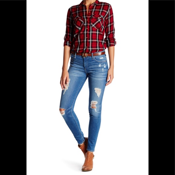 True Religion Denim - True Religion Halle Mid Rise Skinny Jeans Distress